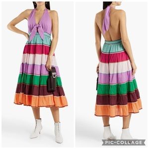 ANTIK BATIK Dress NWT Perrine tiered cutout cotton halterneck Multicolor Size 6